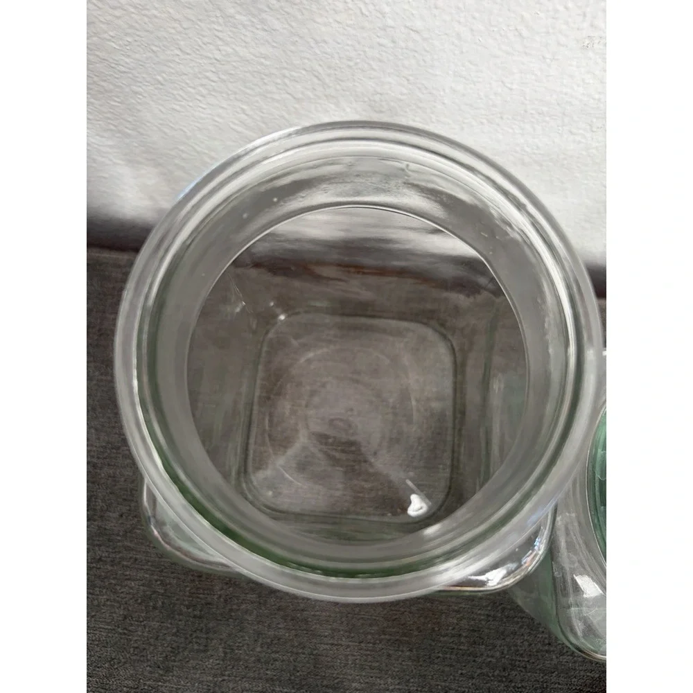 Vintage Anchor Hocking Clear Glass Canister Set Wood Lids Farmhouse Apothecary